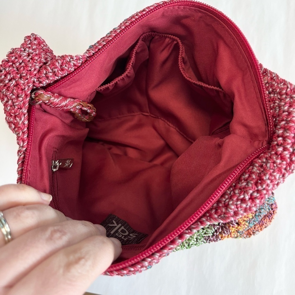 The SAK crochet shoulder bag purse red green orange Boho Hippie chic casual Y2K - Picture 6 of 9